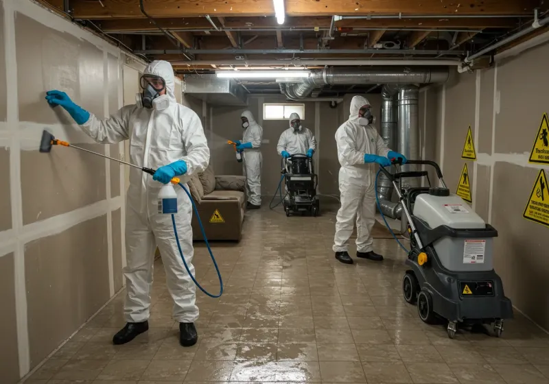 Basement Moisture Removal and Structural Drying process in Fort Polk South, LA